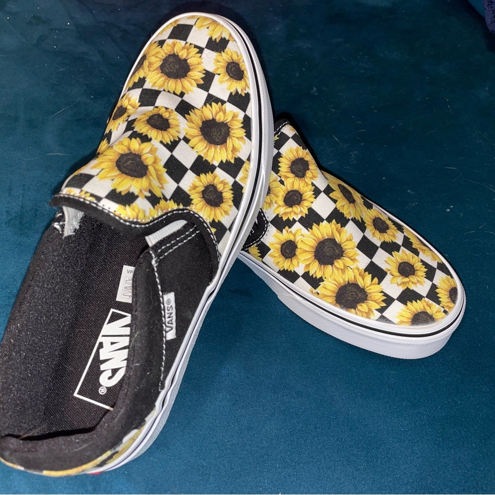 Vans Kids Sunflower Checkered Slip-On Sneakers - Black and White